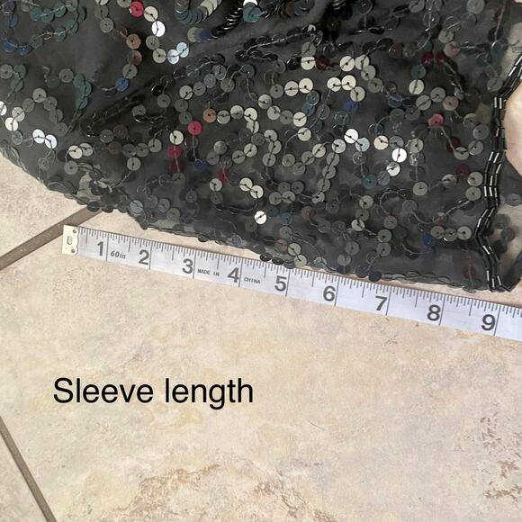 Stenay Silk Vintage Sequin Black Short Dress size 10 - Picture 8 of 15